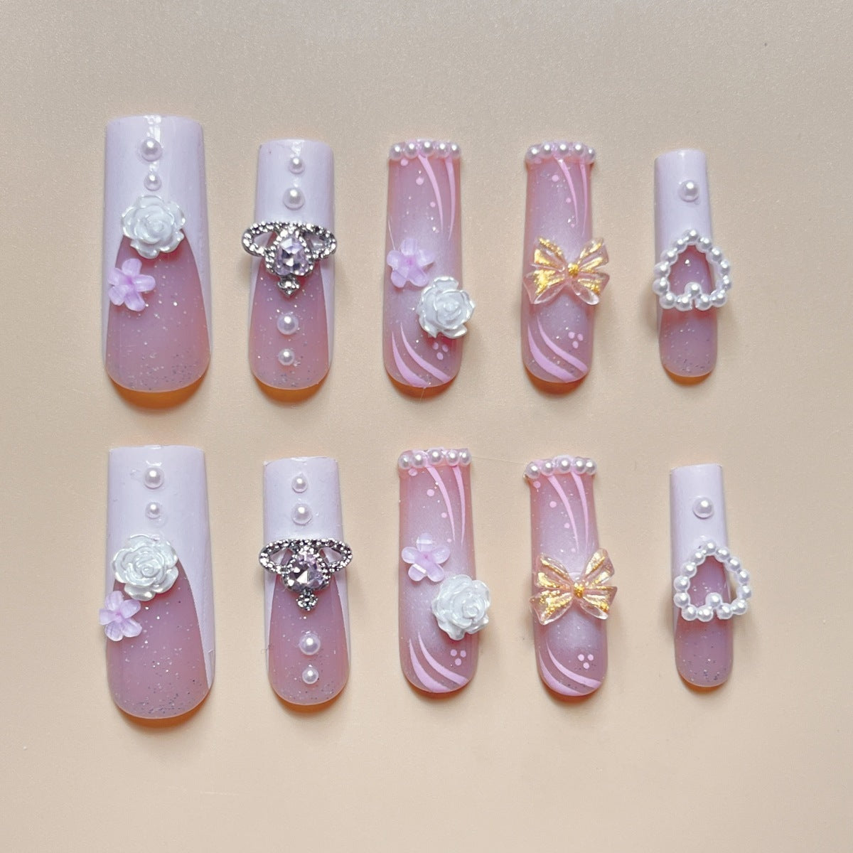 Rectangular Diamond Fake Nails