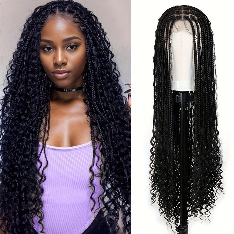 Synthetic Lace Front Wig with Braided Waves