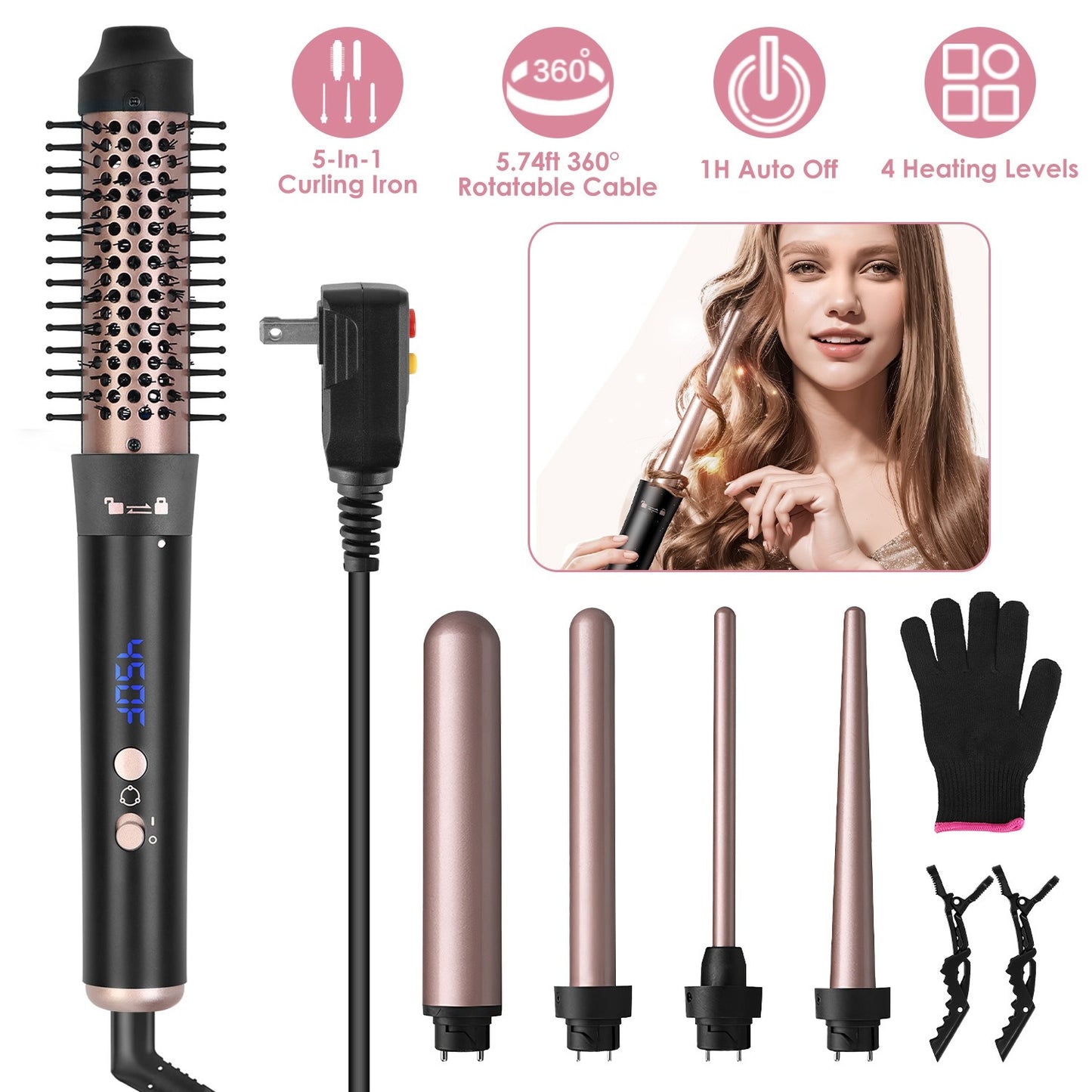 5-in-1 Curling Wand Hair Curler