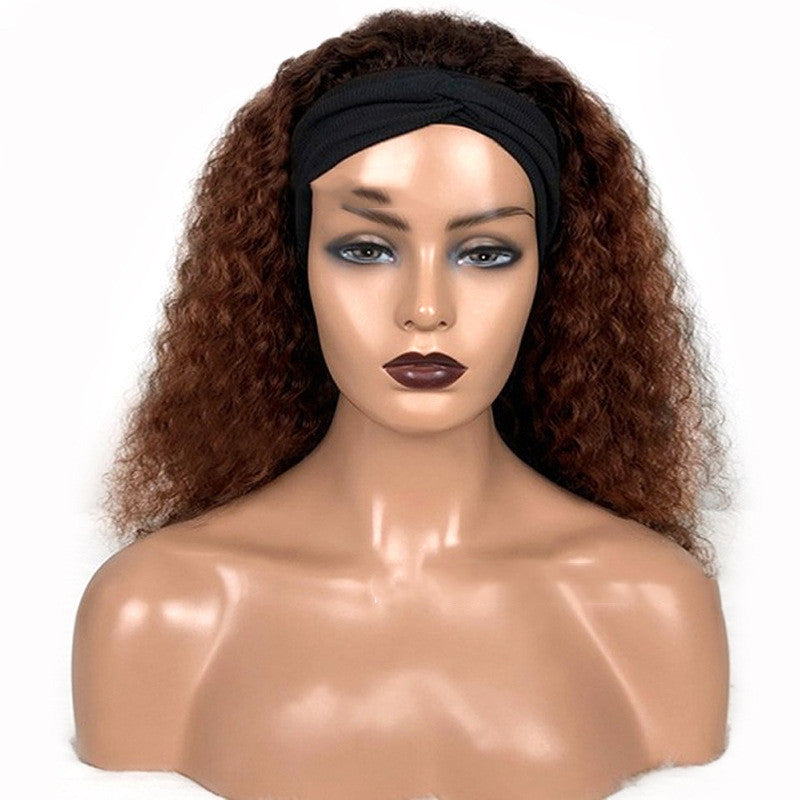 Human Hair Jerry Curly Headband Wig
