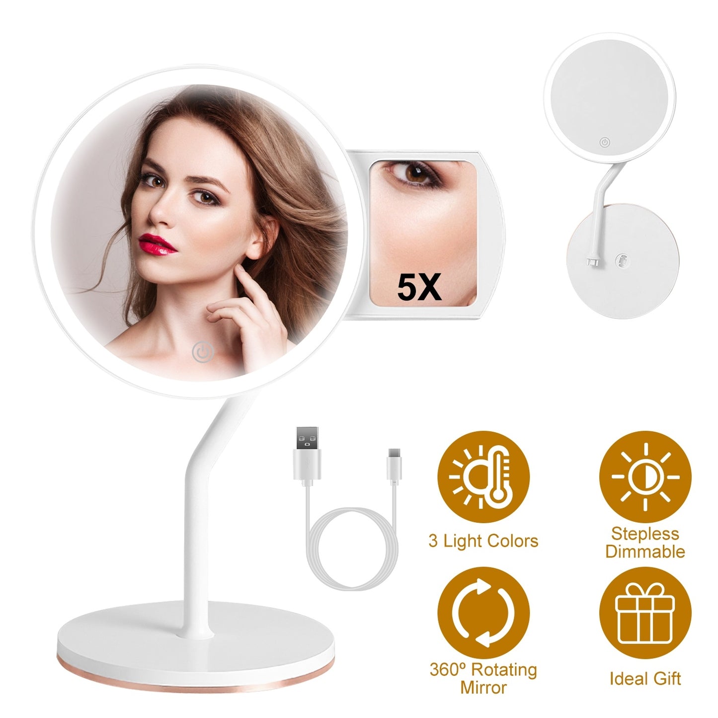 Rechargeable Magnifying LED Makeup Mirror