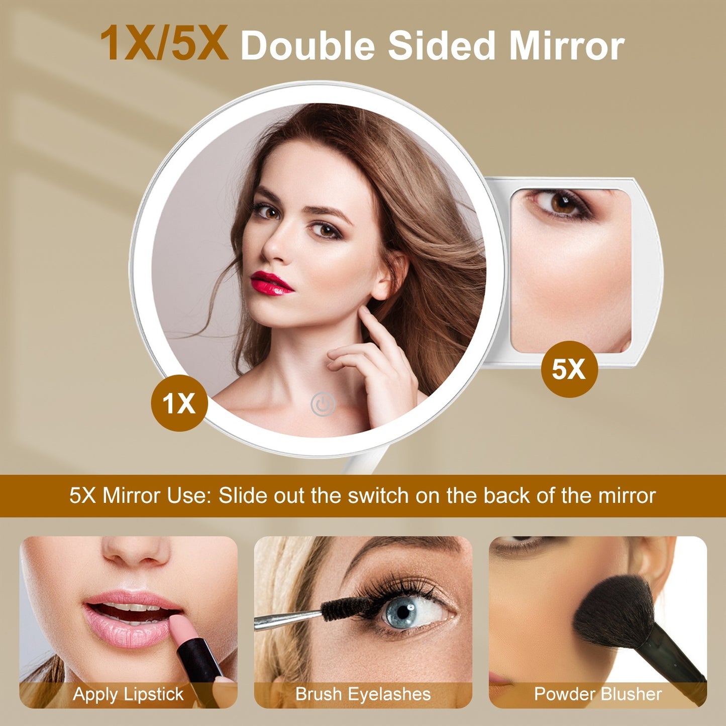 Rechargeable Magnifying LED Makeup Mirror