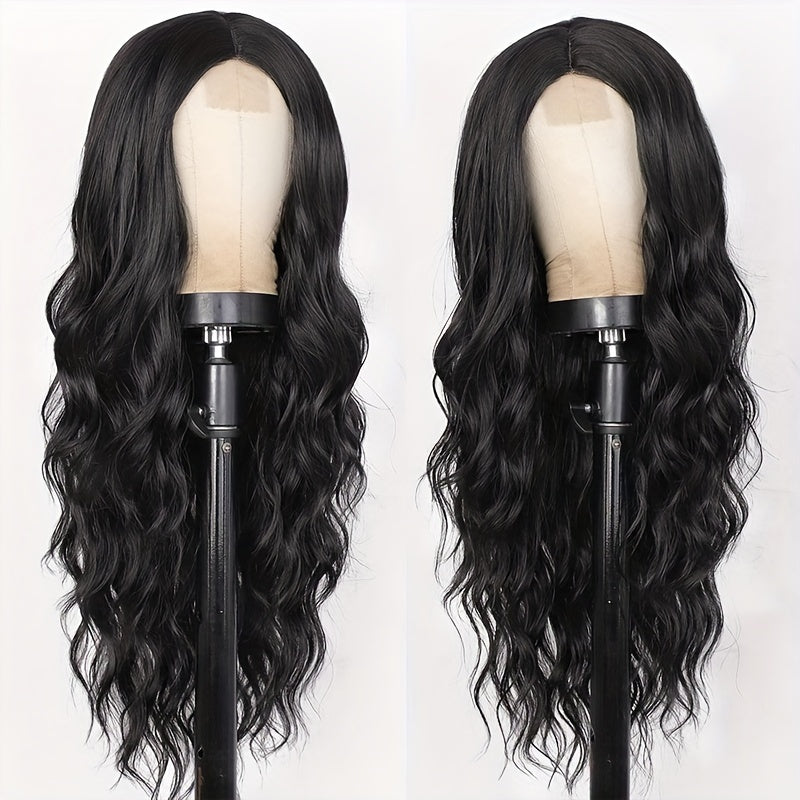26-Inch Black Wavy Synthetic Wig