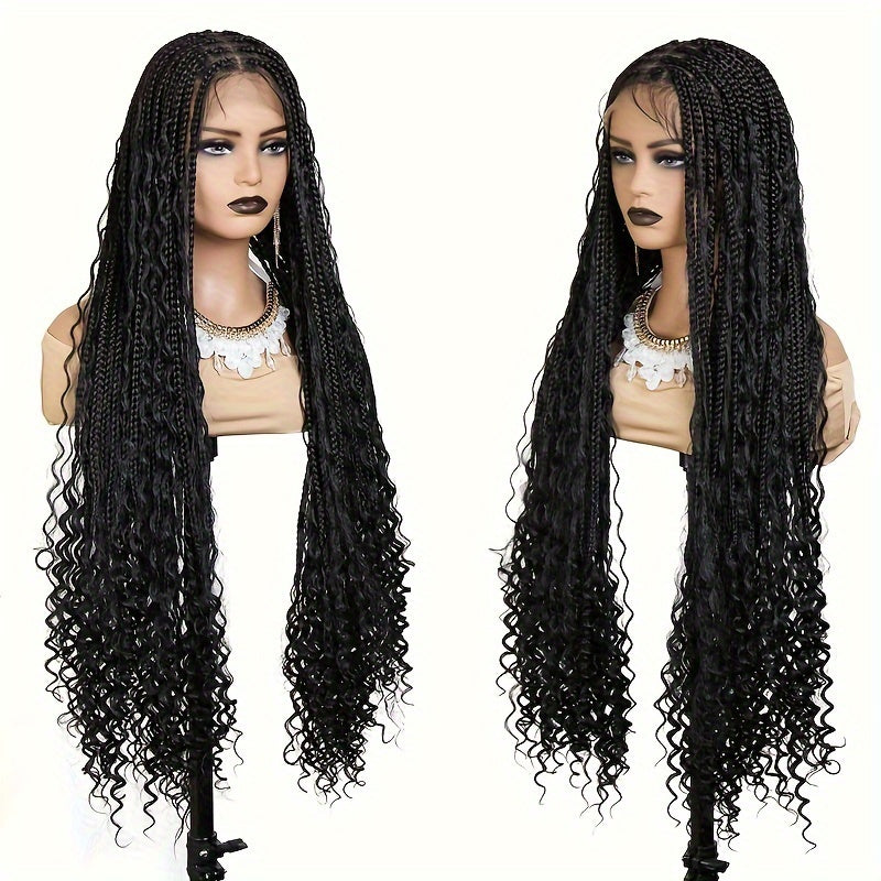Synthetic Lace Front Wig with Braided Waves