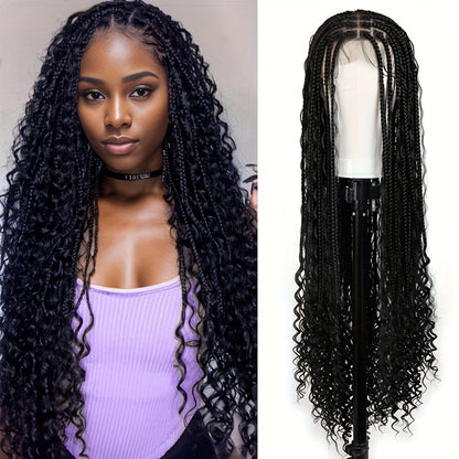 Synthetic Lace Front Wig with Braided Waves