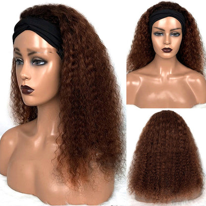 Human Hair Jerry Curly Headband Wig