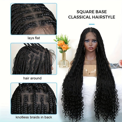 Synthetic Lace Front Wig with Braided Waves