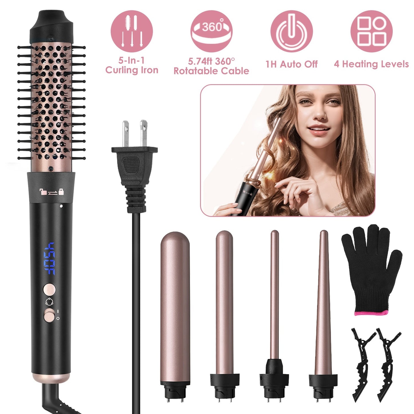 5-in-1 Curling Wand Hair Curler