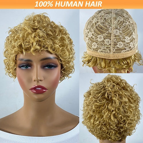 Short Curly Pixie Human Hair Wig