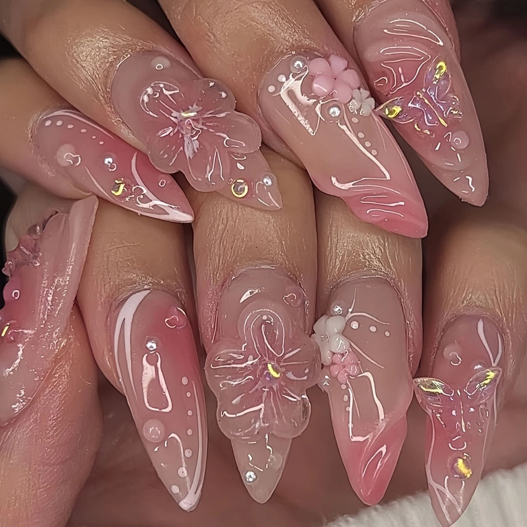 Sweet Cool Almond Fake Nails