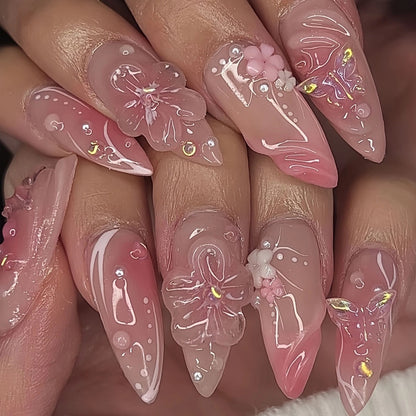 Sweet Cool Almond Fake Nails