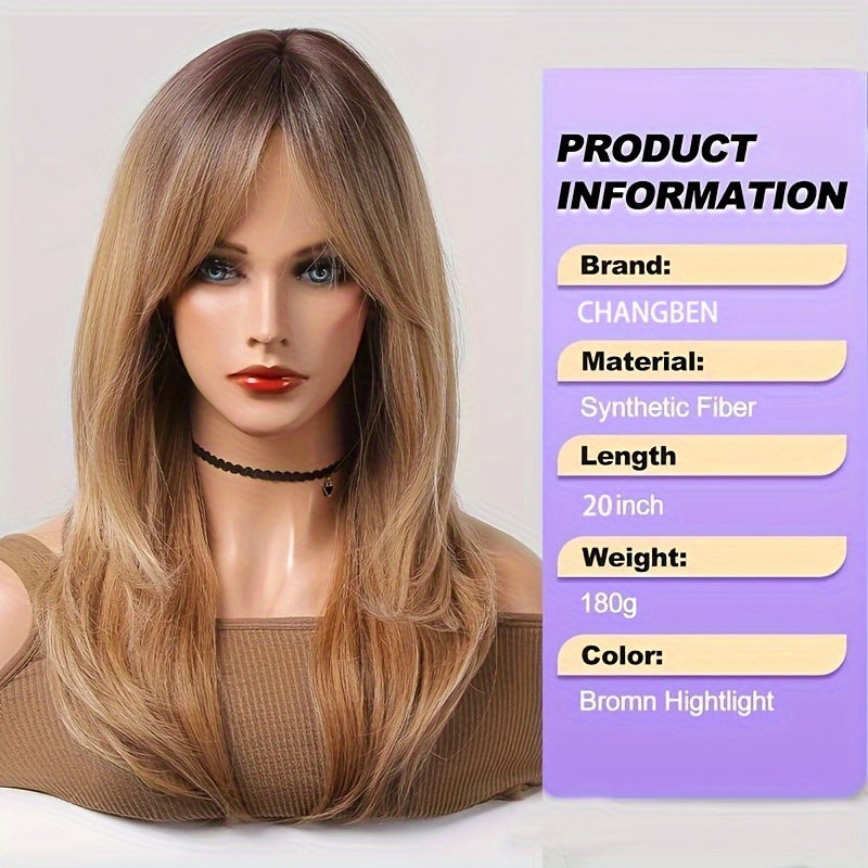 Long Wavy Synthetic Wig with Bangs