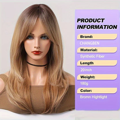 Long Wavy Synthetic Wig with Bangs