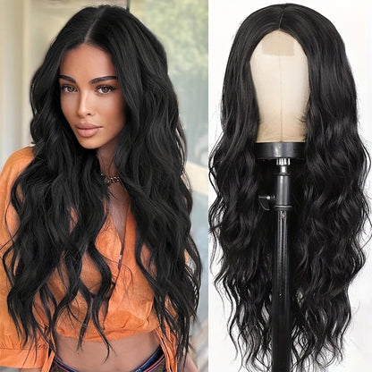 26-Inch Black Wavy Synthetic Wig