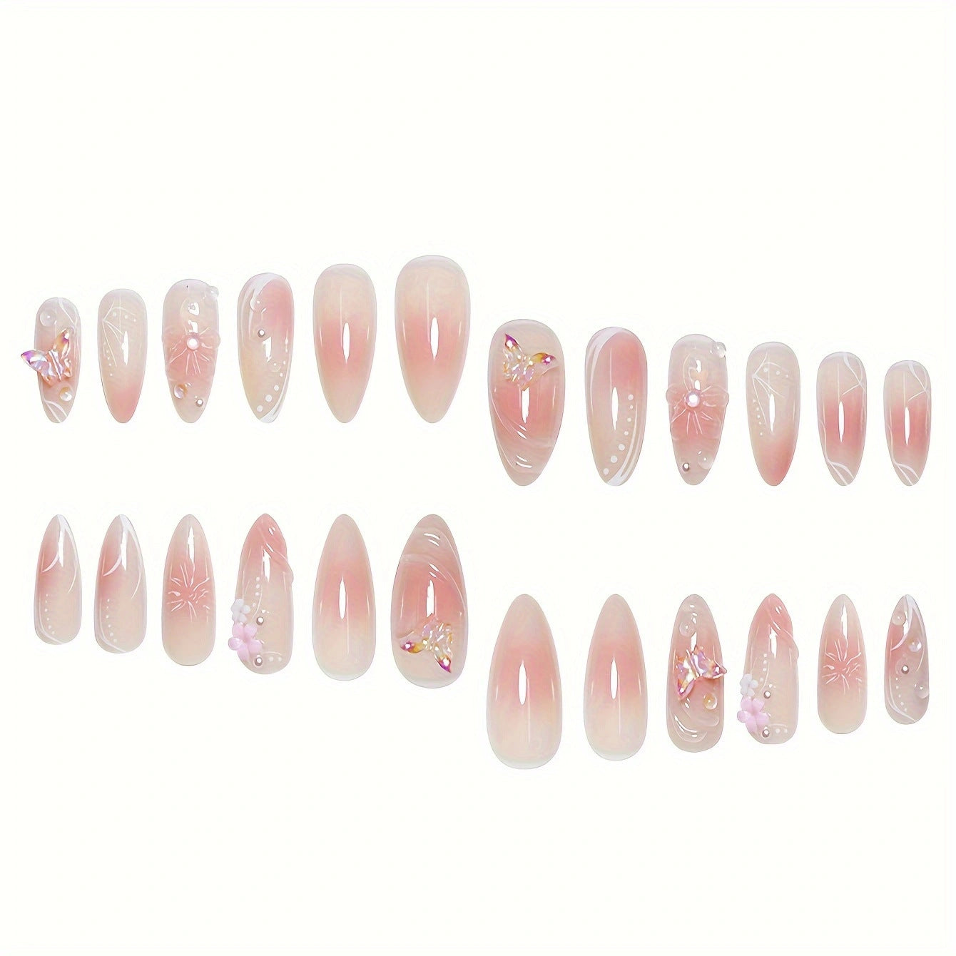 Sweet Cool Almond Fake Nails