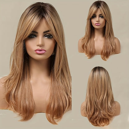 Long Wavy Synthetic Wig with Bangs