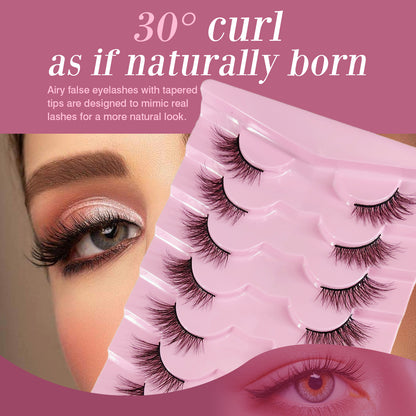 Natural Wispy Cat Eye False Eyelashes – 7 Pairs Set