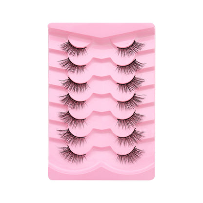Natural Wispy Cat Eye False Eyelashes – 7 Pairs Set