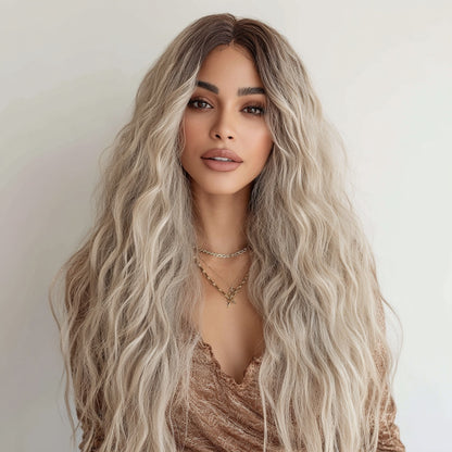 Gray Gradient Wavy Lace Front Wig