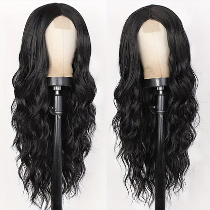 26-Inch Black Wavy Synthetic Wig