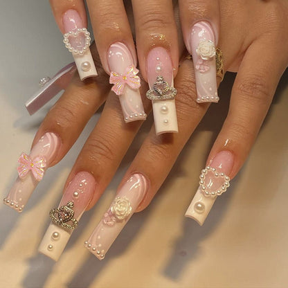 Rectangular Diamond Fake Nails