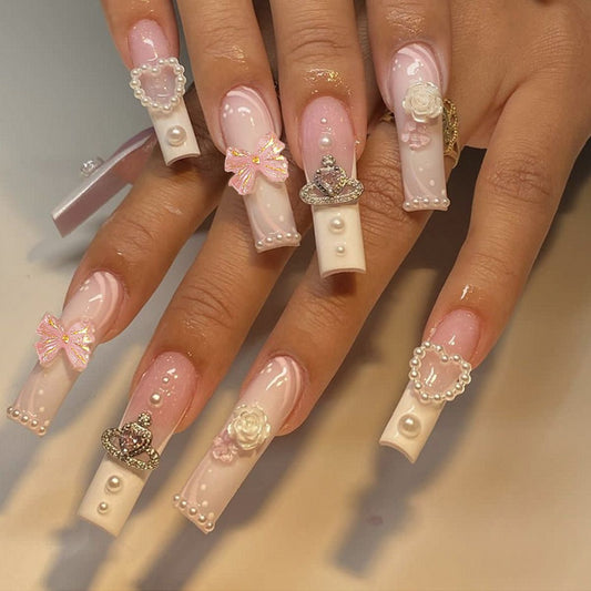 Rectangular Diamond Fake Nails