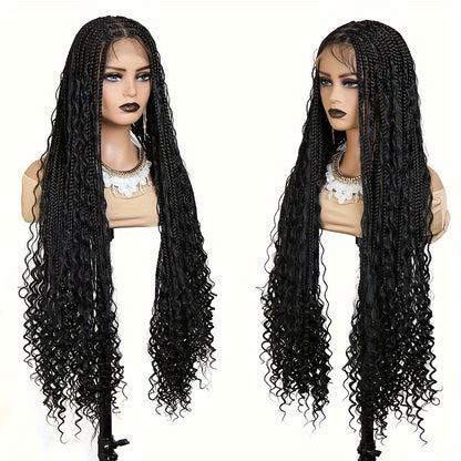 Synthetic Lace Front Wig with Braided Waves
