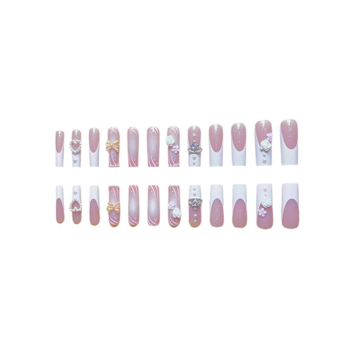 Rectangular Diamond Fake Nails