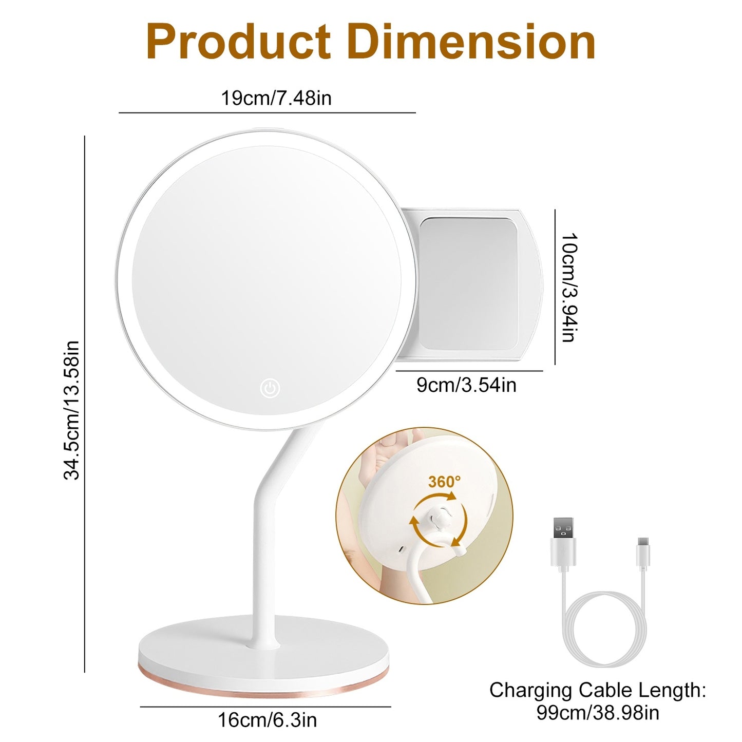 Rechargeable Magnifying LED Makeup Mirror