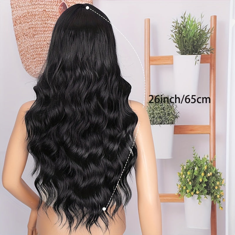 26-Inch Black Wavy Synthetic Wig