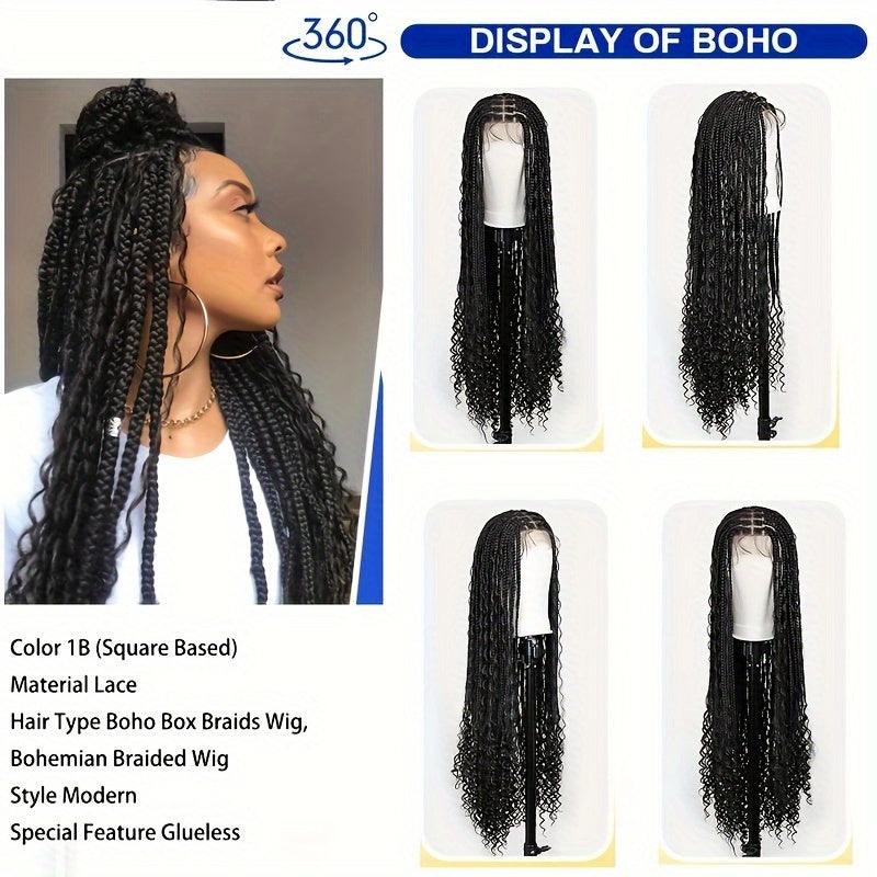 Synthetic Lace Front Wig with Braided Waves