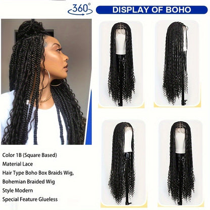 Synthetic Lace Front Wig with Braided Waves