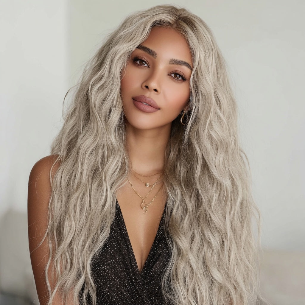 Gray Gradient Wavy Lace Front Wig