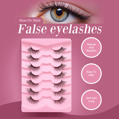 Natural Wispy Cat Eye False Eyelashes – 7 Pairs Set