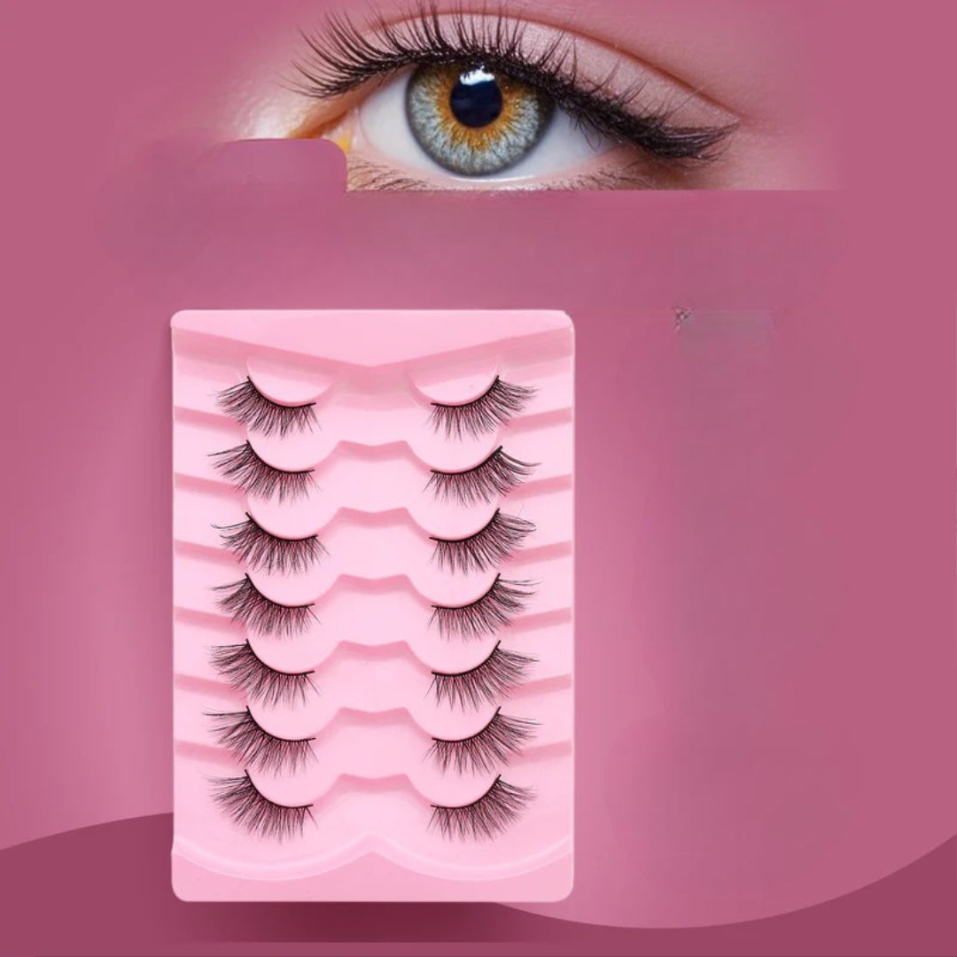 Natural Wispy Cat Eye False Eyelashes – 7 Pairs Set